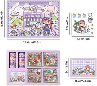 Girls DIY Diary 185 Pcs Diary Set,Toys for Ages 8-13,DIY Stationery Set, Thin Stickers and Little Daily Supplies Birthday Gifts for Girls Fun, Cute Art & Crafts Scrapbook Kits,Purple