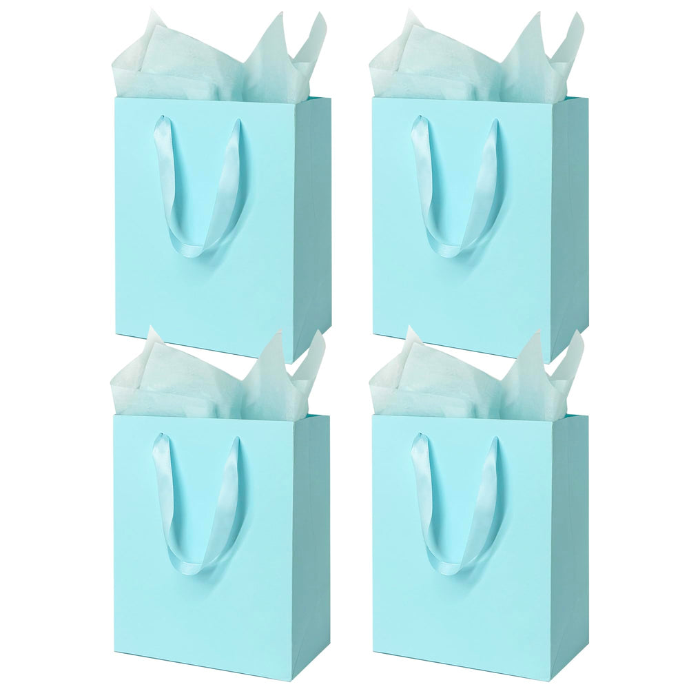 MOXARYSU 8 Pcs Medium Gift Bags With Handles: 8x5x10 Rainbow Colour Gift Bags Kraft Paper Party Favor Bags With 16 Tissues For Party,Birthday,Baby Shower,Wedding（8 Colors）
