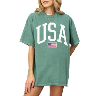 USA T-Shirt for Men, Women, Unisex - Vintage American Flag Graphic Tee - Patriotic Short Sleeve Crew Neck Top - 100% Cotton