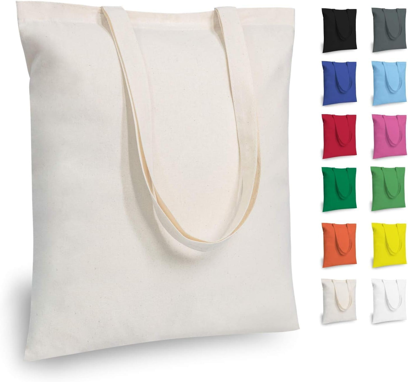TOPDesign 5 | 12 | 24 | 48 | 192 Pack Economical Cotton Tote Bags, Lightweight Medium Reusable Grocery Shopping Cloth Bags, Suitable for DIY, Advertising, Promotion, Gift, Activity (5-Pack)