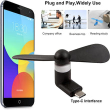 Sokelinn-six Type C Phone Fan, Mini USB C Cooling Hand Fans Portable Summer Cooler for ipad Type C Plug Devices-2 Pieces (Black)