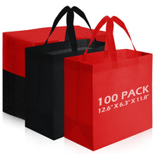 Reginary 100 PCS Reusable Totes Bags - Non Woven Grocery Handle Bags for Shop Events & Retail Store(Rose Pink)