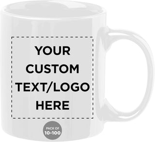 Father’s Day Custom Ceramic Coffee Mugs 11 oz. Set of 10/50/100, Personalized Bulk Pack - Coffee Cup Set, Iced Coffee Cup, Gaming Mug for Dad - White
