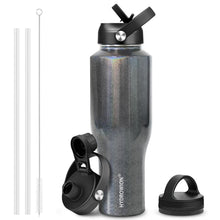 HYDROWION 32oz Stainless Steel Water Bottle(Cold for 48 Hrs, Hot for 24 Hrs), Double Wall Vacuum Insulated Water Flask with Straw Lid, Spout Lid and Flex Cap, Fit in Any Car Cup Holder, Cobalt