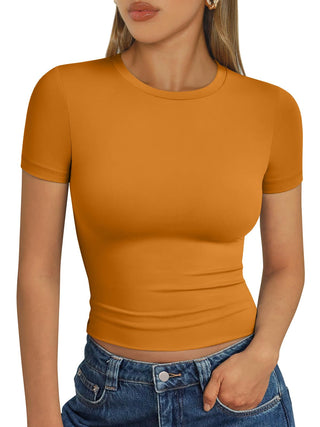 Trendy Queen Womens Short Sleeve T Shirt Buttery Soft Summer Tops Basic Tees
