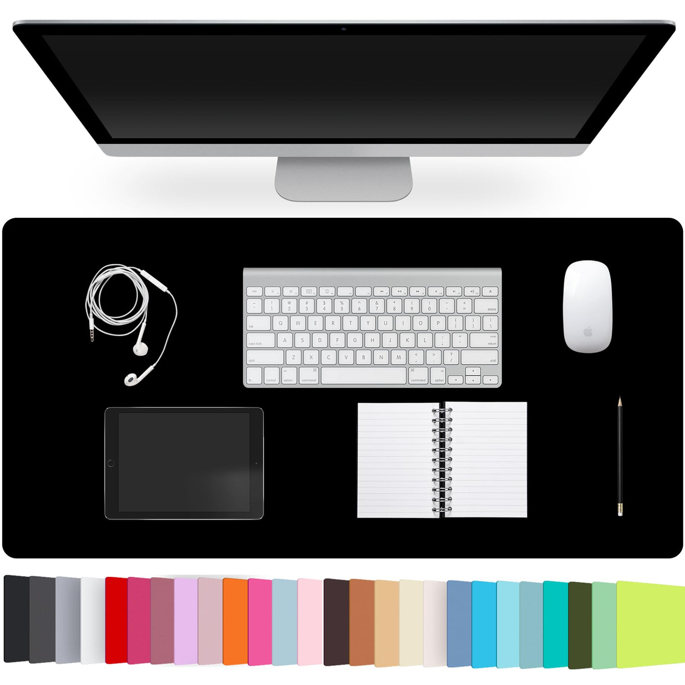 Leather Desk Pad Protector,Non-Slip Desk Pad,on-Slip PU Leather Large Mouse Pad,Easy Clean Desk Protecor Mat,Writing Pad for Office Work/Home/Decor(Black, 23.6" x 13.7")