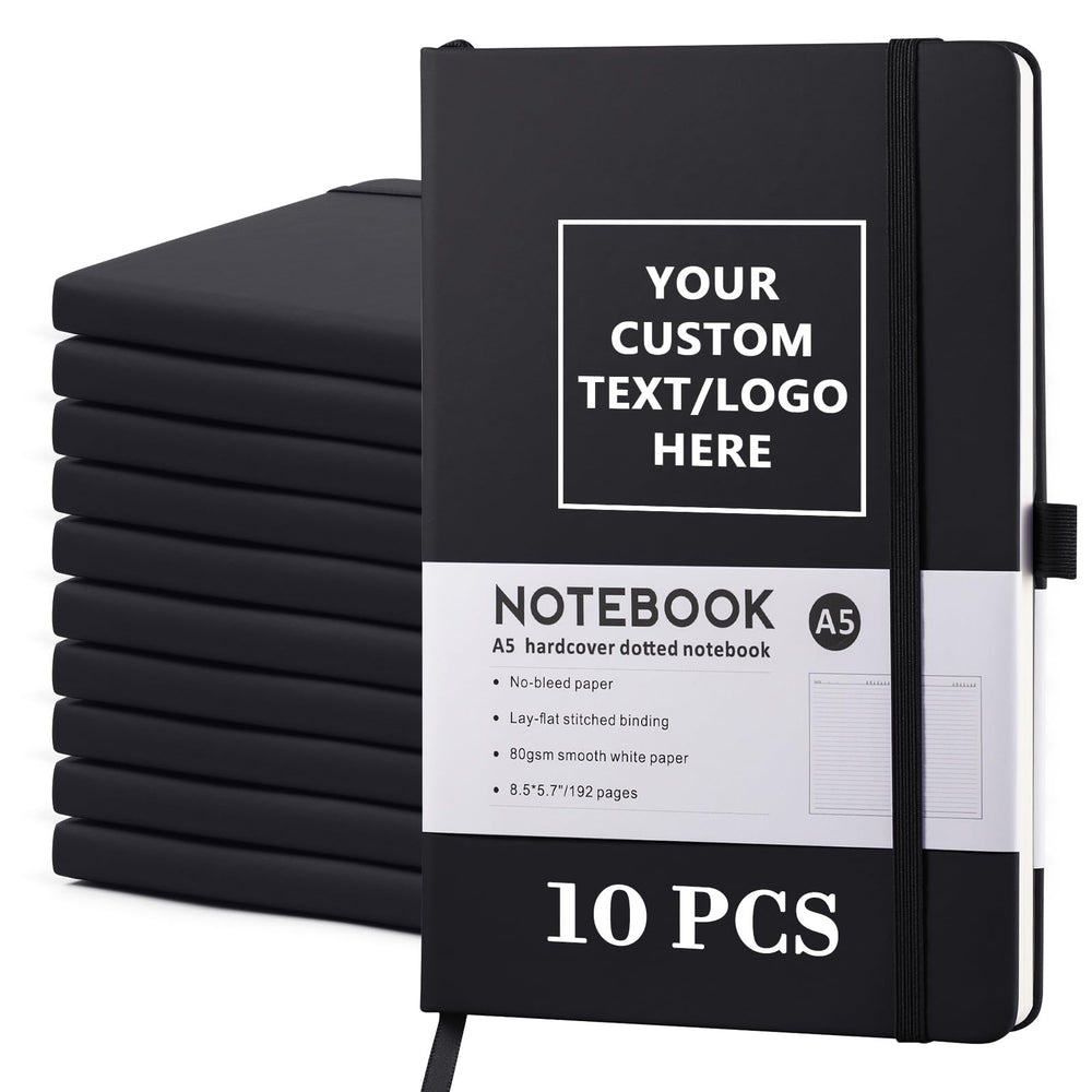 Personalized Notebook-Can Customize Logo/Text/Image, Customizable A5 Journal Notebook Daily Journals For Writing-192 Lined Pages 8.5 x 5.71 Inch,Black
