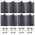 8 pack black hip flasks