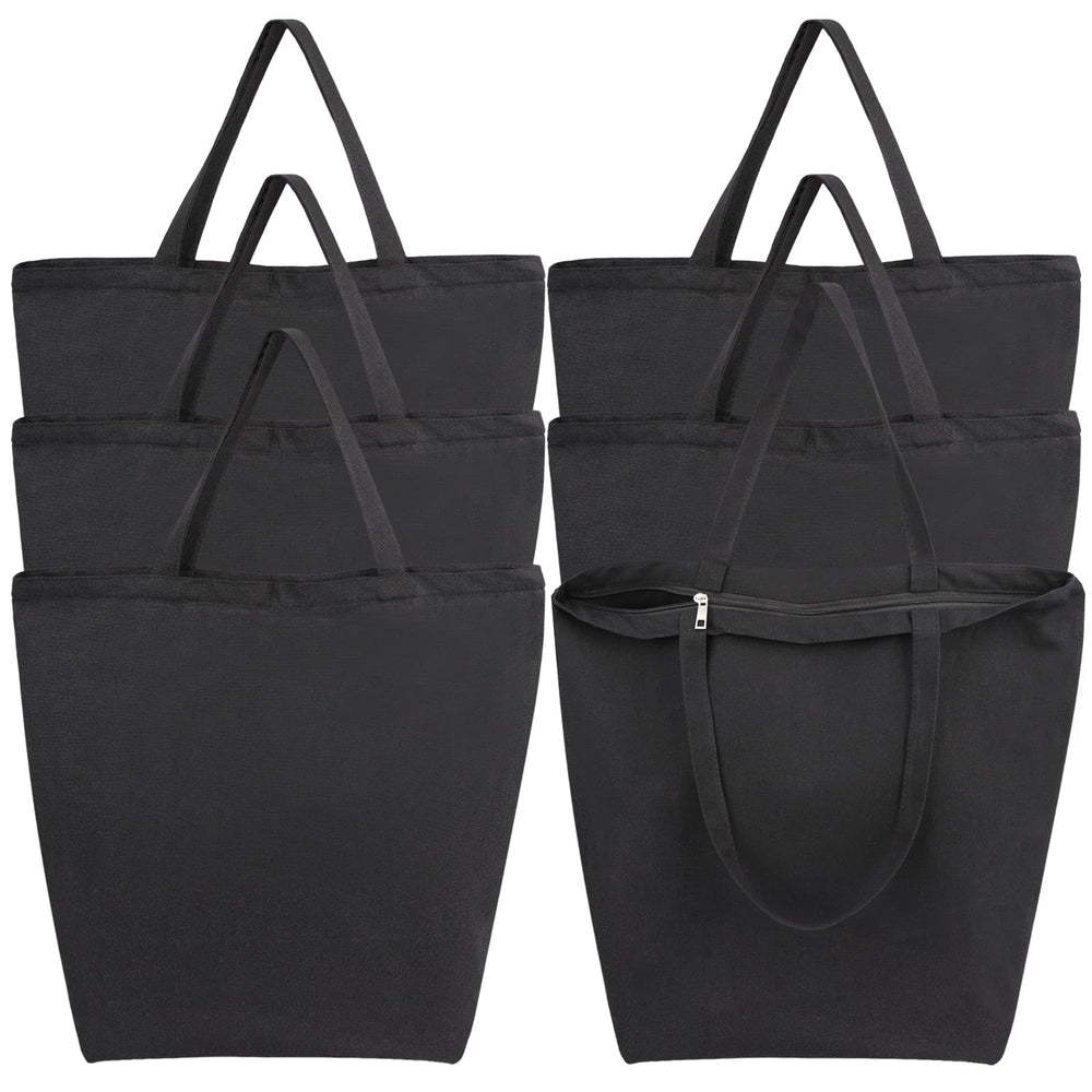 Segarty 6 Packs Canvas Tote Bag with Zipper, 16x13 inch Reusable Washable Grocery Shopping Bags with Handle Plain Canvas Totes for Women Teacher DIY Art Crafts Painting Embroidery Decoration