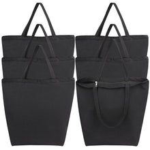 Segarty 6 Packs Canvas Tote Bag with Zipper, 16x13 inch Reusable Washable Grocery Shopping Bags with Handle Plain Canvas Totes for Women Teacher DIY Art Crafts Painting Embroidery Decoration