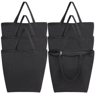 Segarty 6 Packs Canvas Tote Bag with Zipper, 16x13 inch Reusable Washable Grocery Shopping Bags with Handle Plain Canvas Totes for Women Teacher DIY Art Crafts Painting Embroidery Decoration