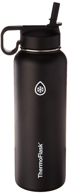 ThermoFlask 40 oz Double Wall Vacuum Insulated Stainless Steel Water Bottle - Reusable with Leakproof Chug & Straw Lids - Keeps Drinks Cold 24 hr/Hot 12 hr - Easy Maintenance - Gym/On-the-Go, Cobalt