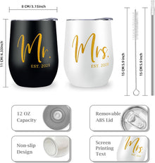ELEGANTPARK Mr and Mrs Gifts Wedding Gifts for Women Mr&Mrs Wine Tumbler Mrs. 2025 Bag Set Newlyweds Engagement Present for Bride and Groom