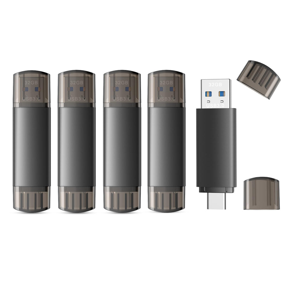 JOIOT 128GB USB C Flash Drive Dual USB 3.0 Flash Drive Type C + USB A Portable Type-C Flash Drive 2-in-1 USB-C Thumb Drive for Smartphone Tablet Computer Mac iPhone 15 Black