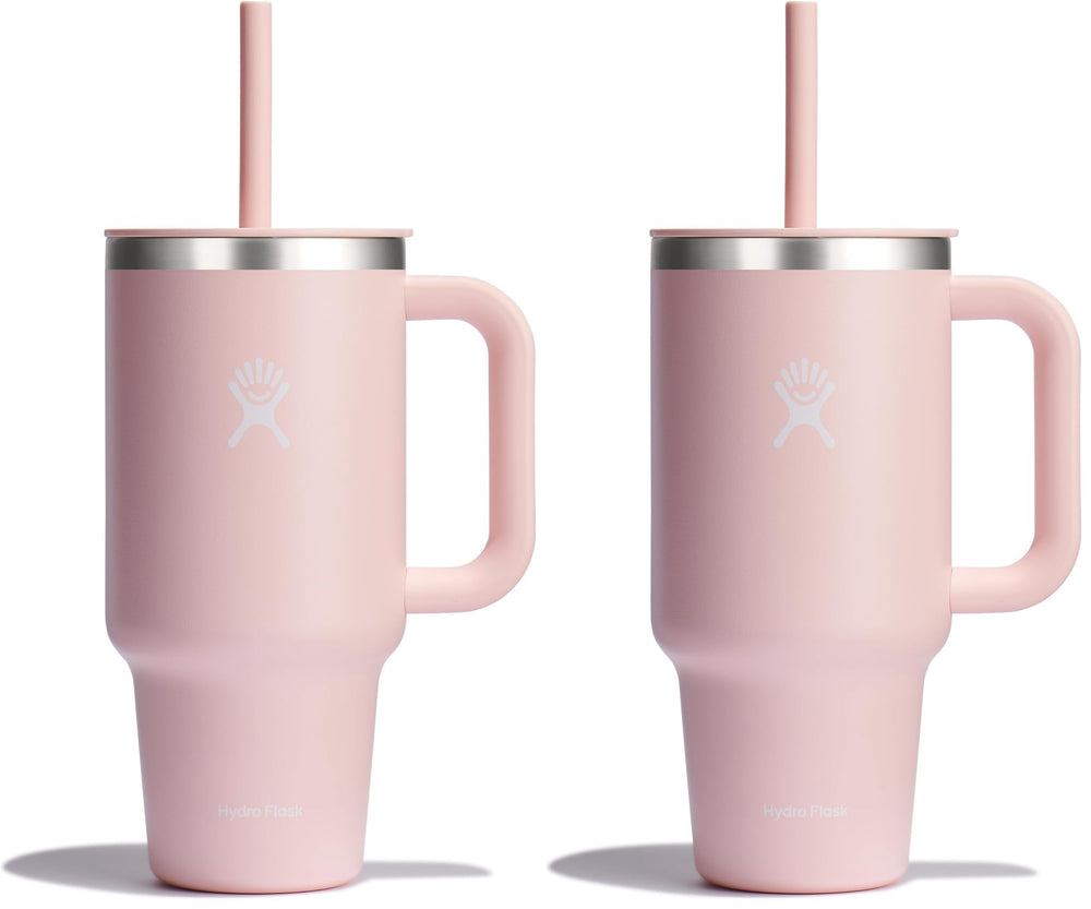 Hydro Flask Travel Tumbler with Handle, Lid and Straw - Insulated Stainless Steel in 32 Oz Trillium