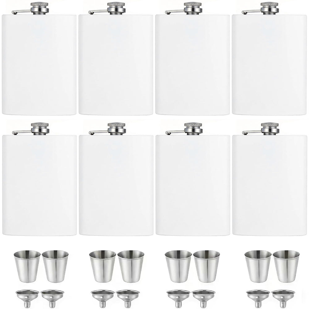 ROMORC 2 Pack Hip Flasks for Liquor Matte Black 8 Oz Stainless Steel Leak-proof Thin Flasks with 2pcs Funnels and Cups for Wedding Party, Groomsman, Bridesmaid, Gift (Black)