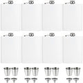 8 pack white hip flasks