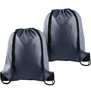 KUUQA 2 Pcs Drawstring Backpack Bags Sports Cinch Sack String Backpack Storage Bags for School Gym Traveling (Black)