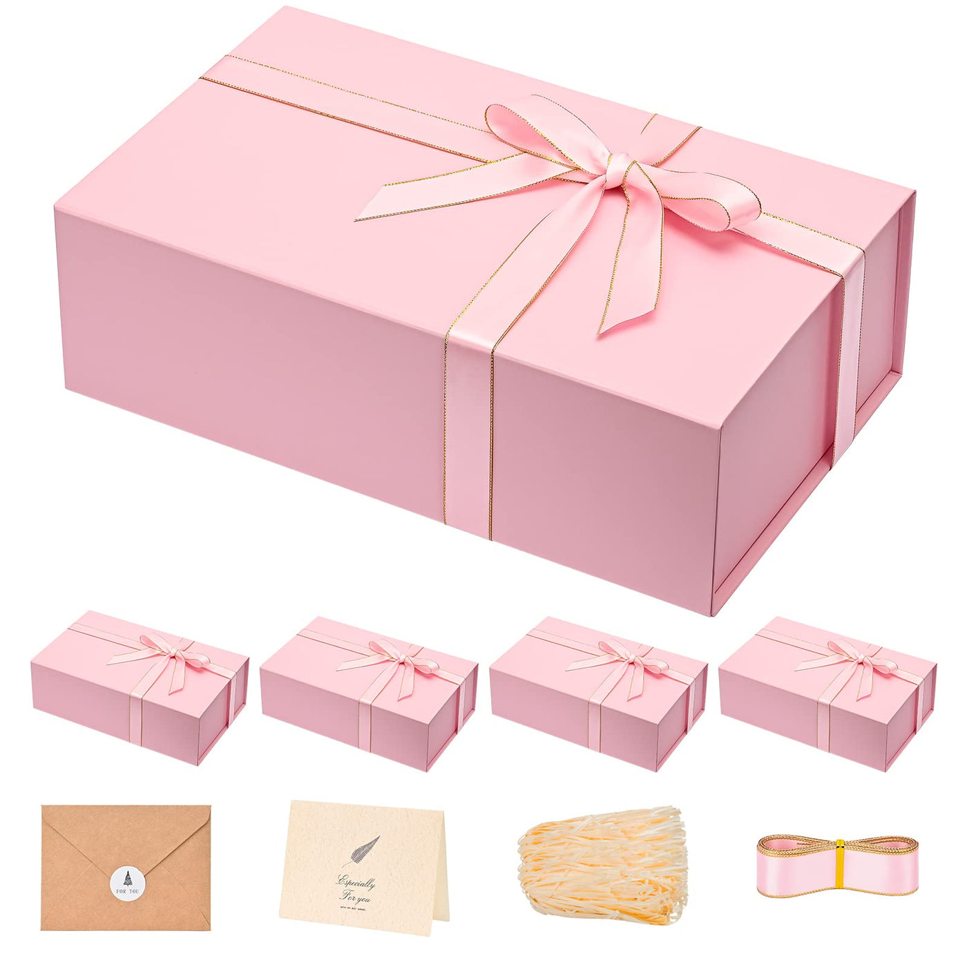 LIFELUM Gift Box 13.5''x10''x4'' Large Gifts Box with Magnetic Lids Black Gift Boxes for Father's Day graduation gifts Contains Card, Ribbon, Filler