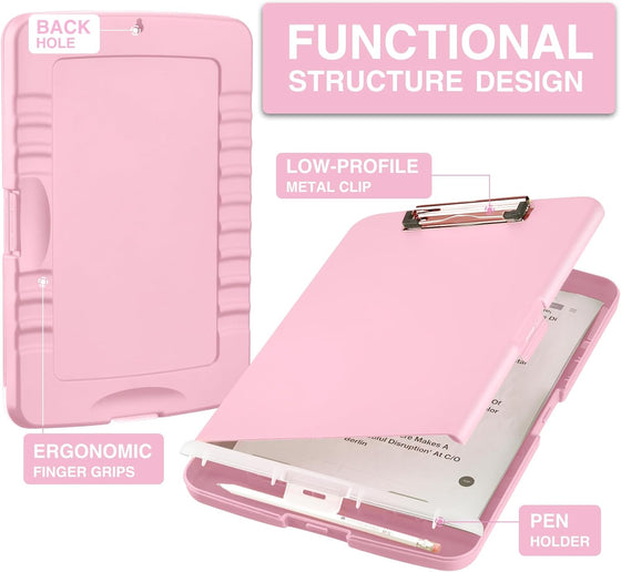 Sooez Clipboards with Storage, High Capacity Clip Boards 8.5x11 with Storage, Heavy Duty Nursing Clipboard Folder, Plastic Clipboard with Pen Holder for Women Teachers Work, School & Office Supplies - hover image