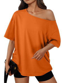 Trendy Queen Womens Off the Shoulder Tops Oversized Summer Spring T-Shirts 2026