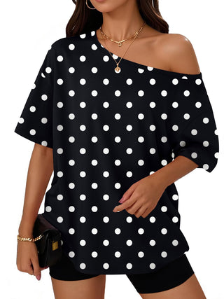Trendy Queen Womens Off the Shoulder Tops Oversized Summer Spring T-Shirts 2026