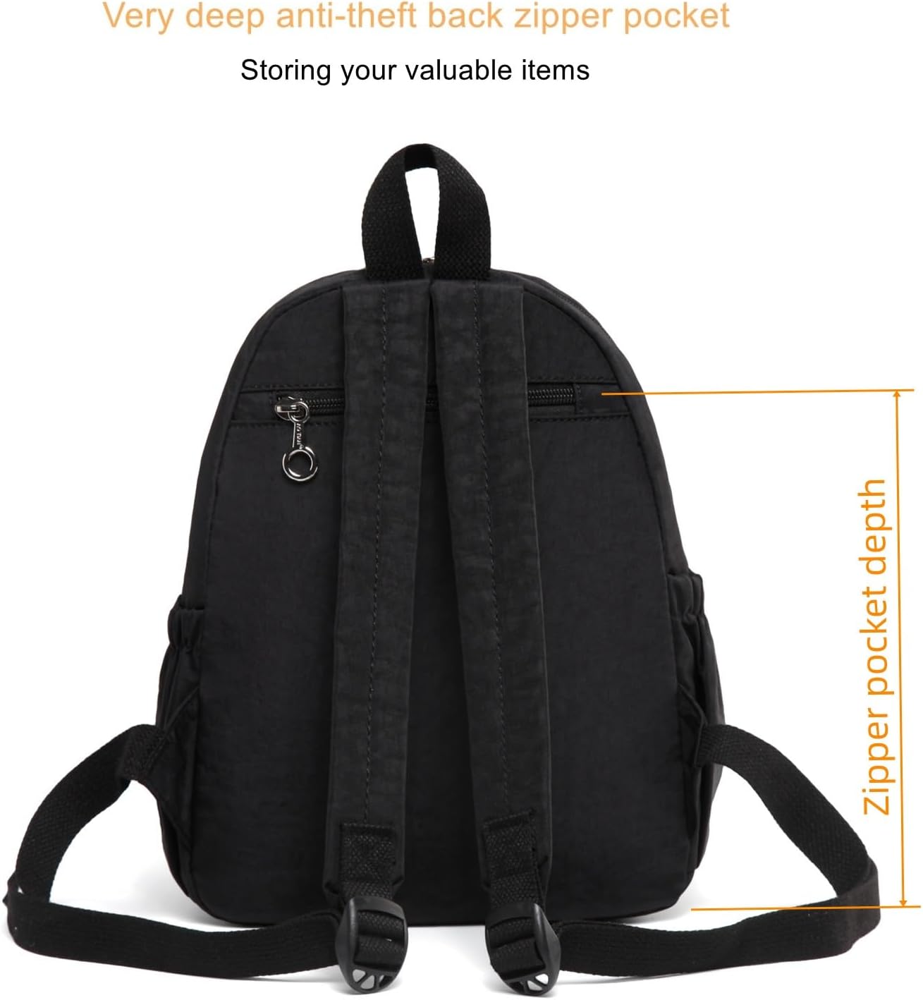 AOTIAN Mini Lightweight 11.8 Inch Backpack Durable Travel Hiking Women and Girls Small Daypack, 7 Liters Black