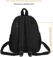 AOTIAN Mini Lightweight 11.8 Inch Backpack Durable Travel Hiking Women and Girls Small Daypack, 7 Liters Black