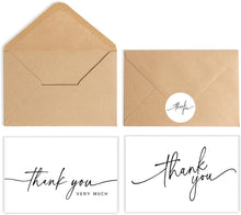 SPIRITDUST 52-pack Thank You Cards Bulk with Kraft Envelopes & Matching Stickers, 3.5x5 Inches, Minimalist Design | Perfect for Business, Weddings, Baby & Bridal Showers, Graduations & Funerals.