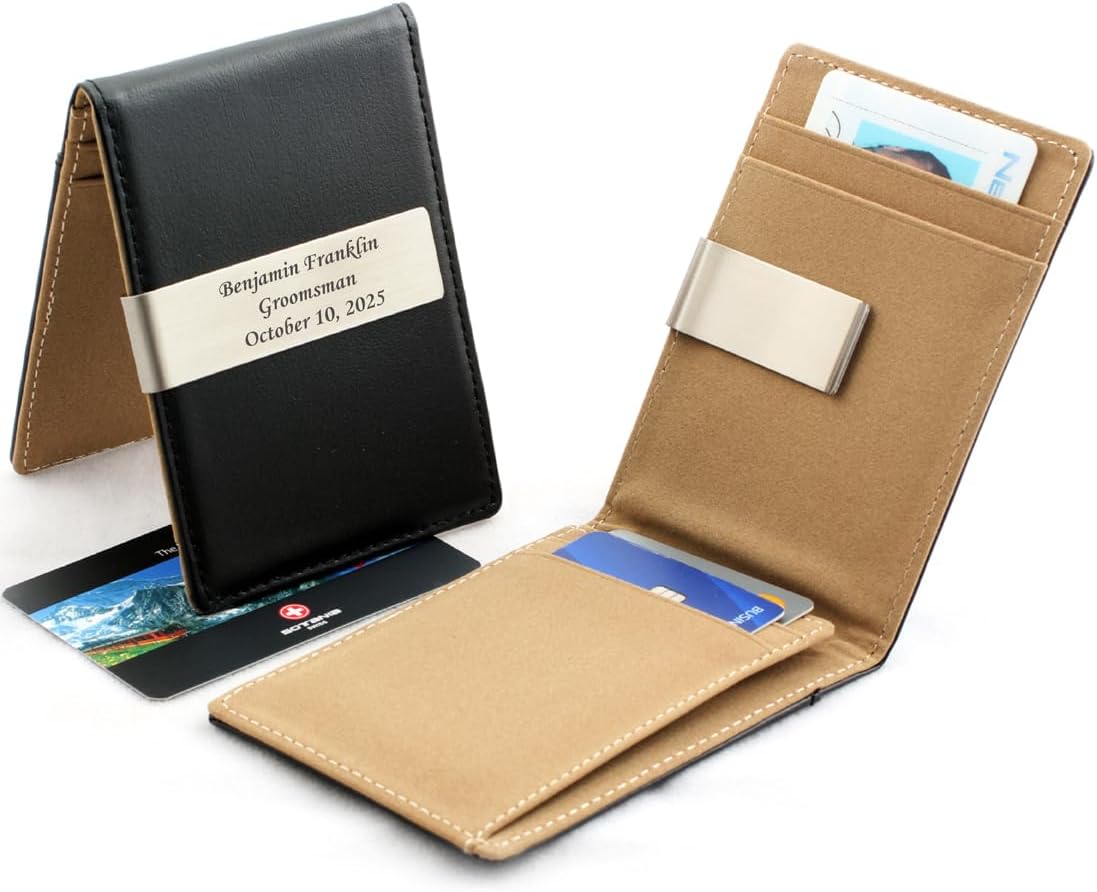 Custom Engraved Pen & Money Clip Wallet Gift Set – Personalized Ballpoint Pen with Refill, Luxury Gift Box for Men