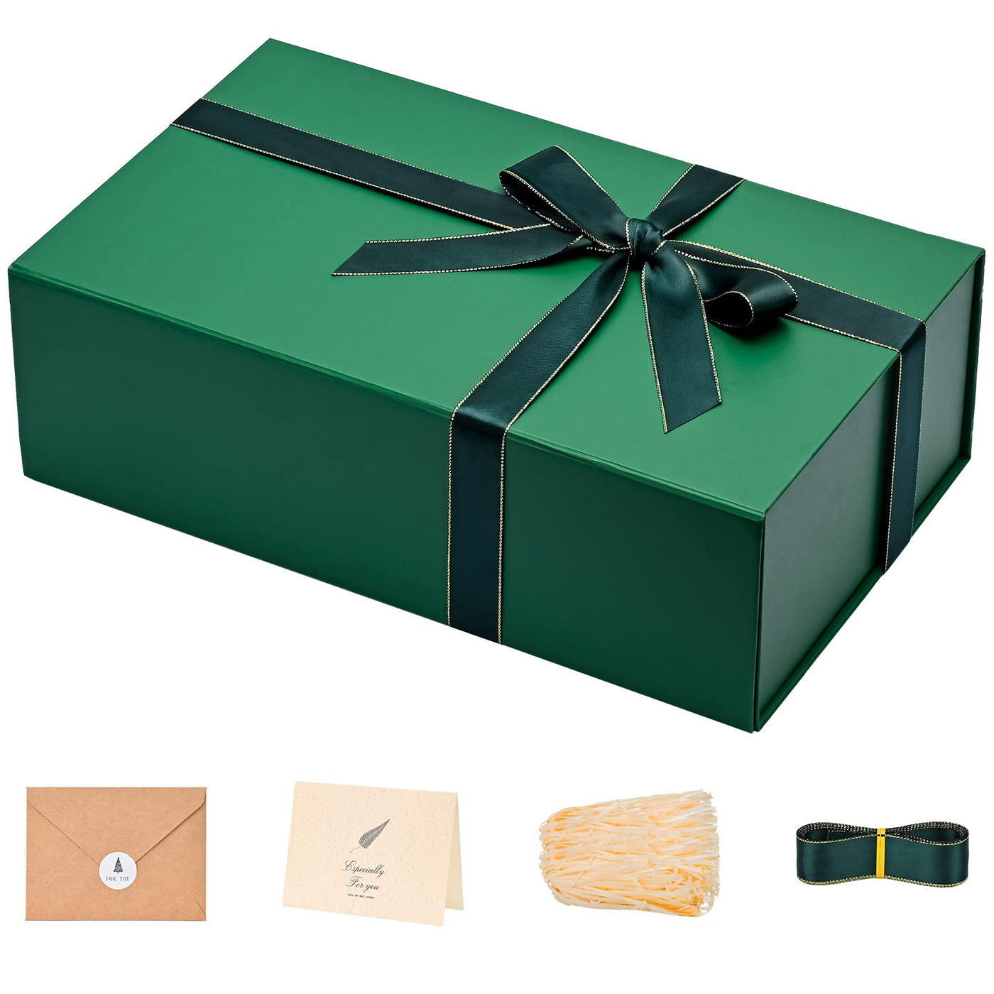 LIFELUM Gift Box 13.5''x10''x4'' Large Gifts Box with Magnetic Lids Black Gift Boxes for Father's Day graduation gifts Contains Card, Ribbon, Filler