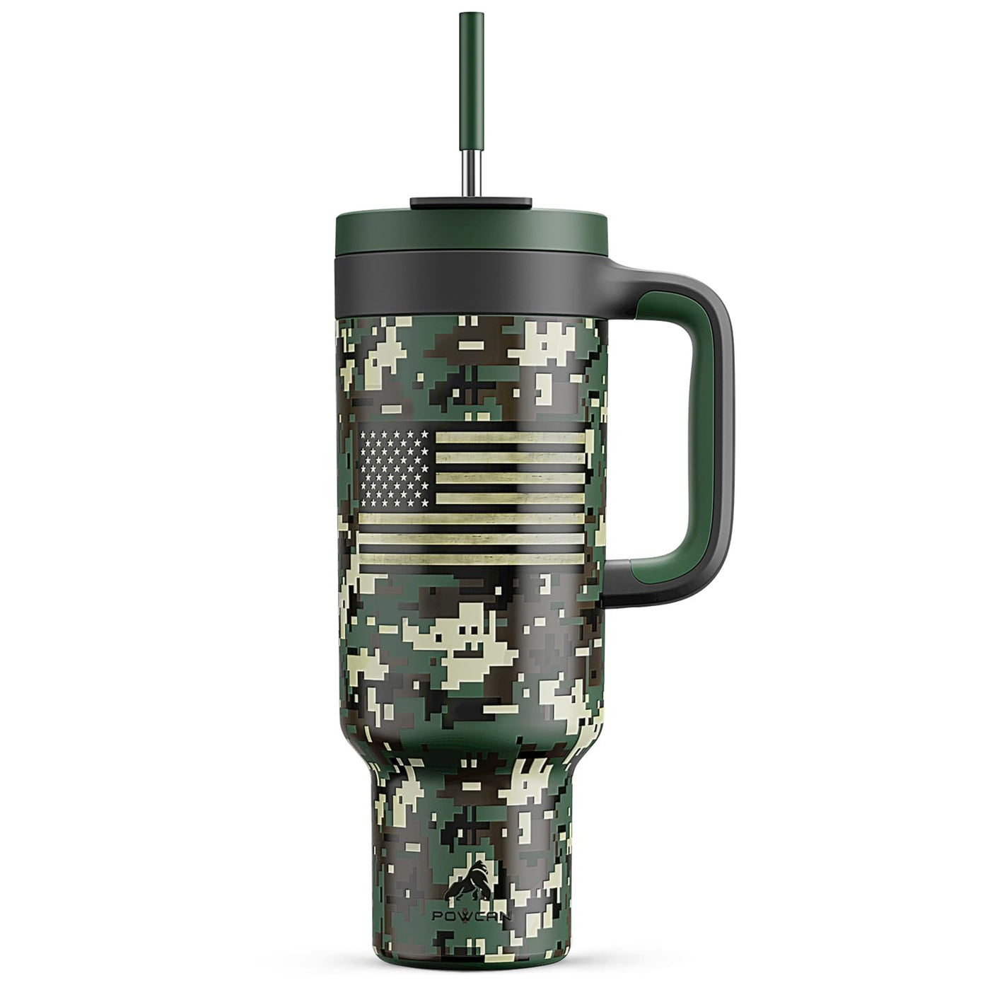 POWCAN 40 oz Tumbler with Handle, 2-in-1 Straw and Sip Lid, Leakproof, Dishwasher Safe, Insulated Stainless Steel Travel Coffee Mug, Keeps Cold for 34 Hours, Fits in Car Cup Holder (Midnight)