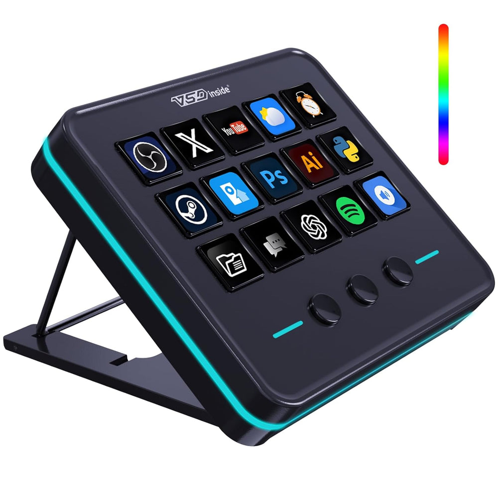 VSDINSIDE Macro Keypad, Stream Controller Deck Gaming Streaming Shortcut Keyboard, 18 Programmable Keys Customizable Visual AI Pad USB Soundboard for OBS, YouTube, Desk Office Setup, Laptop, PC, Mac