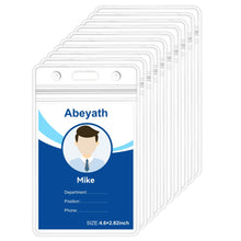 ABEYATH 10 Pack Extra Thick ID Card Name Badge Holder Heavy Duty Waterproof Clear Plastic PVC Vertical Sleeve Pocket Resealable