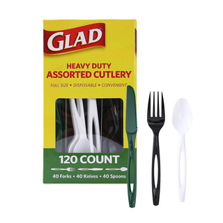 Glad Clear Disposable Cutlery Set with Heavy Duty Plastic Forks, Knives, and Spoons, Reusable Dishwasher Safe Plastic Utensils for Parties and Everyday Use, 240 Count