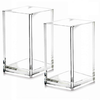 2 Pack Clear Acrylic Pencil Pen Holder Cup,Desk Accessories Holder,Makeup Brush Storage Organizer,Modern Design Desktop Stationery Organizer for Office School Home Supplies,2.6x 2.6x 4 inches
