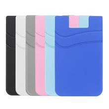 SS Card Holder for Back of Phone, Cell Phone Wallet Stick-on Credit Card Sleeve Pocket Silicone Pouch Compatible for iPhone, Samsung Galaxy and Most SamrtPhones 4 Pack