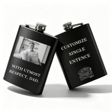 Personalized Custom Flask for Men, 8oz Engraved Stainless Steel Hip Flask with Photo & Text, Customized Liquor Flask for Dad, Husband, Groomsmen (custom flask 2)