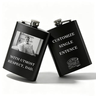 Personalized Custom Flask for Men, 8oz Engraved Stainless Steel Hip Flask with Photo & Text, Customized Liquor Flask for Dad, Husband, Groomsmen (custom flask 2)