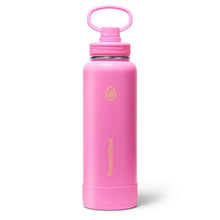 ThermoFlask Stainless Steel Water Bottles 2-Pack - Double-Wall Vacuum Insulated 24 oz BPA-Free Spout Lids - Keeps Drinks Cold 24 Hrs, Hot 12 Hrs - Leakproof, Dishwasher Safe, White/Coral