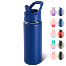 Fijinhom 18oz Insulated Stainless Steel Water Bottle with Straws, Double Wall Vacuum Insulated Bottles, Metal Thermo for Travel, Sports, Leak-Proof, BPA Free, Women & Men, Black