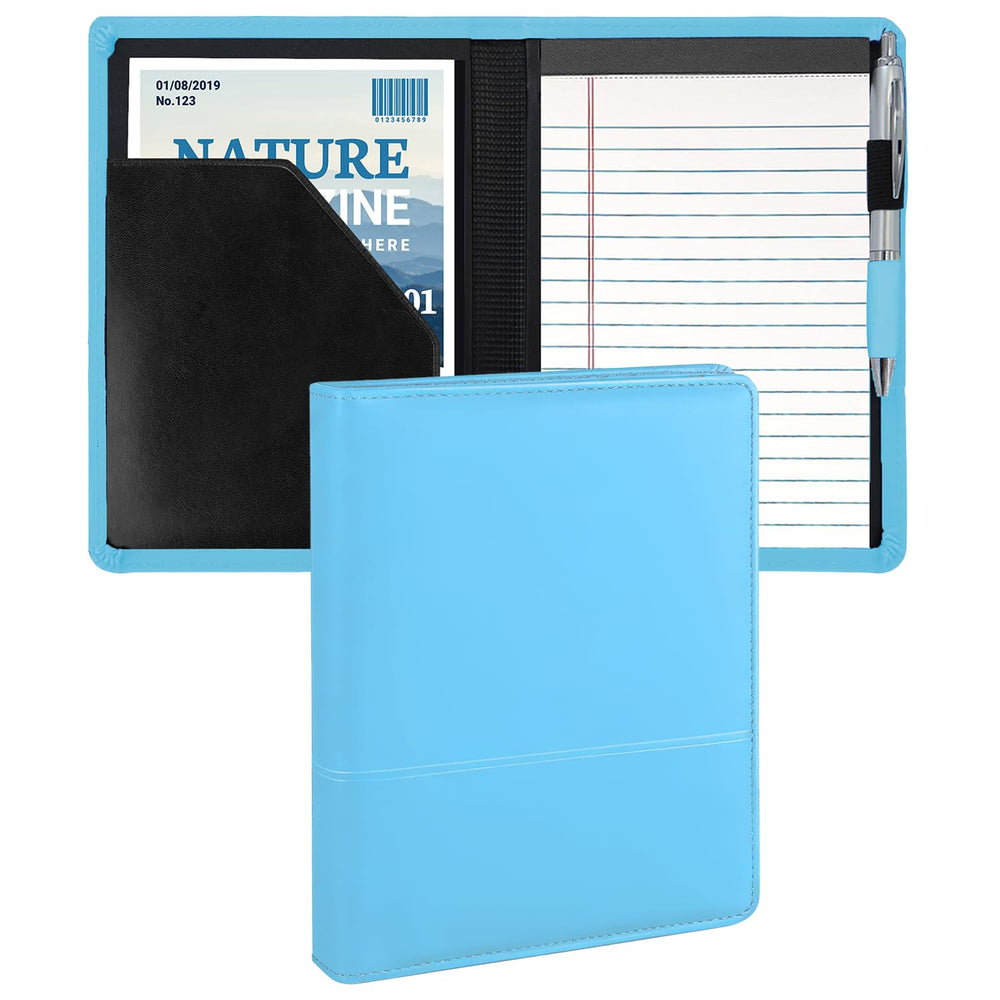 Padfolio/Portfolio Binder, Mini Padfolio Portfolio Binder 5 x 8 Legal Writing Pad, A5 Document Organizer Folder for Men Women,Silver