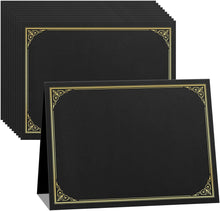 SUNEE 10 Packs Black Certificate Holders, 250gsm, for 8.5x11 Award Certificates, Certificate Covers with Gold Foil Border