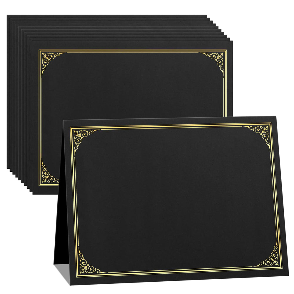 SUNEE 10 Packs Navy Blue Certificate Holders, 250gsm, for 8.5x11 Award Certificates, Certificate Covers with Gold Foil Border