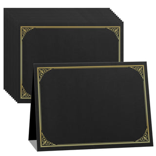 SUNEE 10 Packs Navy Blue Certificate Holders, 250gsm, for 8.5x11 Award Certificates, Certificate Covers with Gold Foil Border