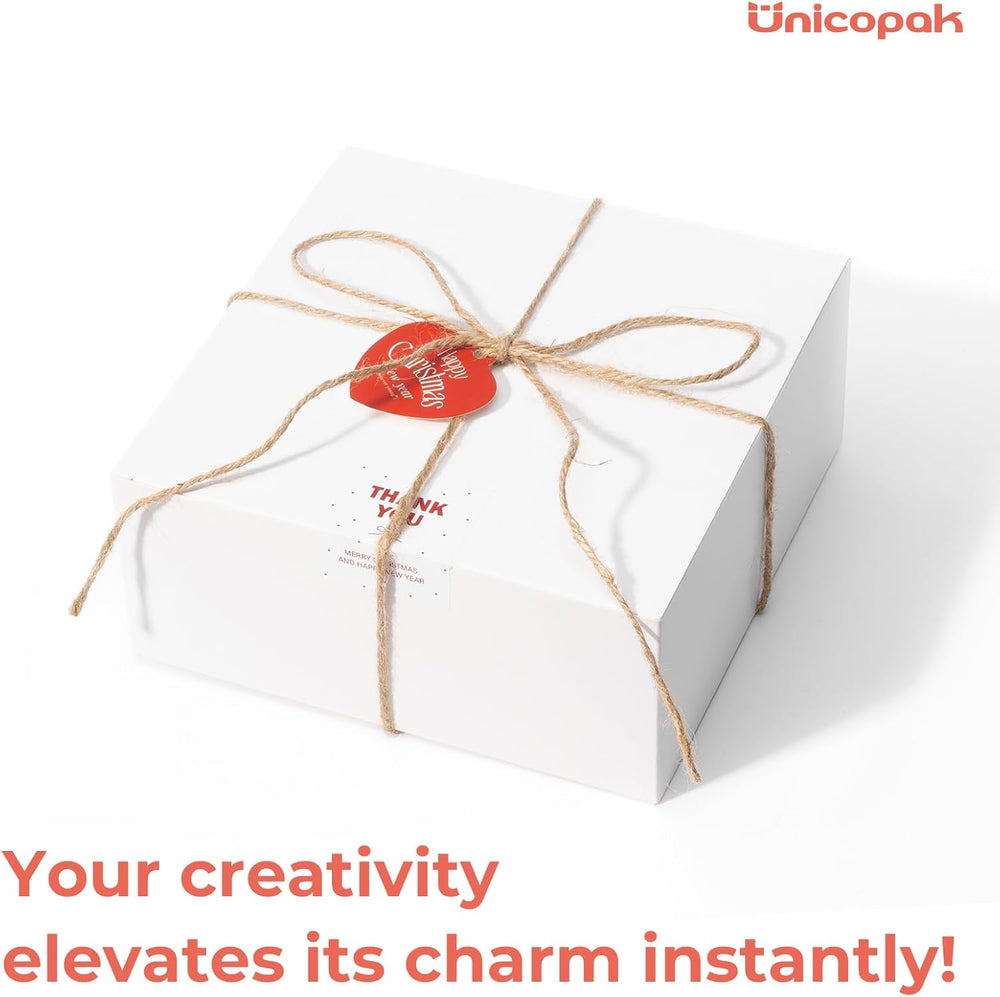 UnicoPak 6 Pack 8x8x3.5 White Gift Boxes Bulk, Gift Boxes with Lids for Presents for Birthday Wedding Bridesmaid Proposal Thank You Holiday Christmas