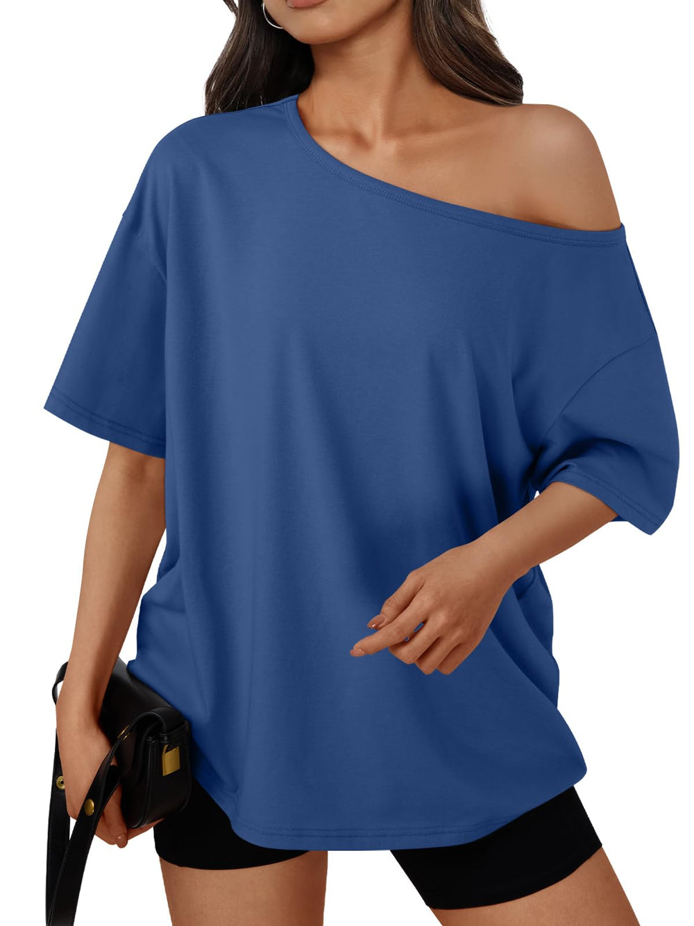 Trendy Queen Womens Off the Shoulder Tops Oversized Summer Spring T-Shirts 2026