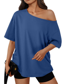 Trendy Queen Womens Off the Shoulder Tops Oversized Summer Spring T-Shirts 2026