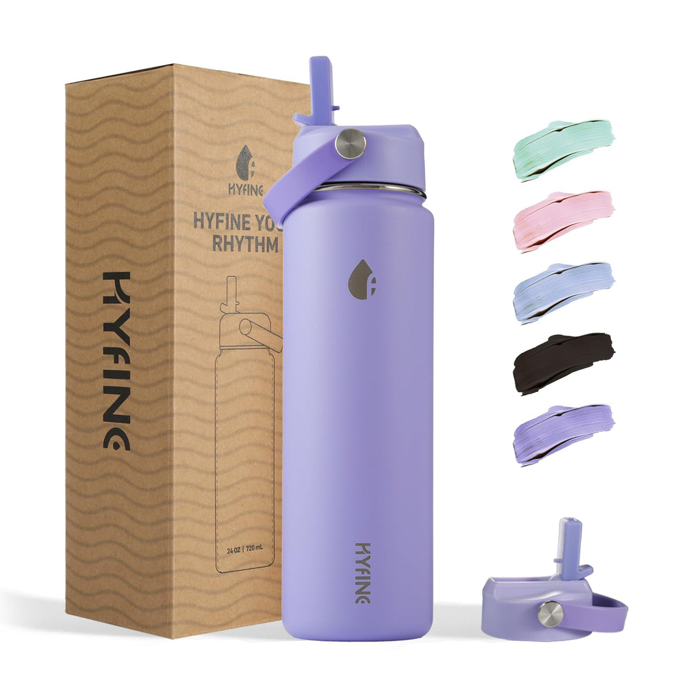 ThermoProof Double-Walled Vacuum Insulated Stainless Steel Water Bottle - Wide Mouth Canteen, Straw Lids, Dishwasher Safe, Reusable, Leakproof, Hot & Cold for Men, Women - 24oz (pink)