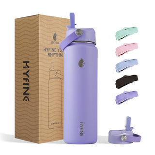 ThermoProof Double-Walled Vacuum Insulated Stainless Steel Water Bottle - Wide Mouth Canteen, Straw Lids, Dishwasher Safe, Reusable, Leakproof, Hot & Cold for Men, Women - 24oz (pink)